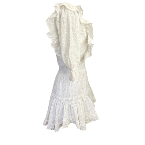 MISA Los Angeles Doutzen White Paisley Eyelet Lace Mini Dress Size Small - Picture 3 of 10